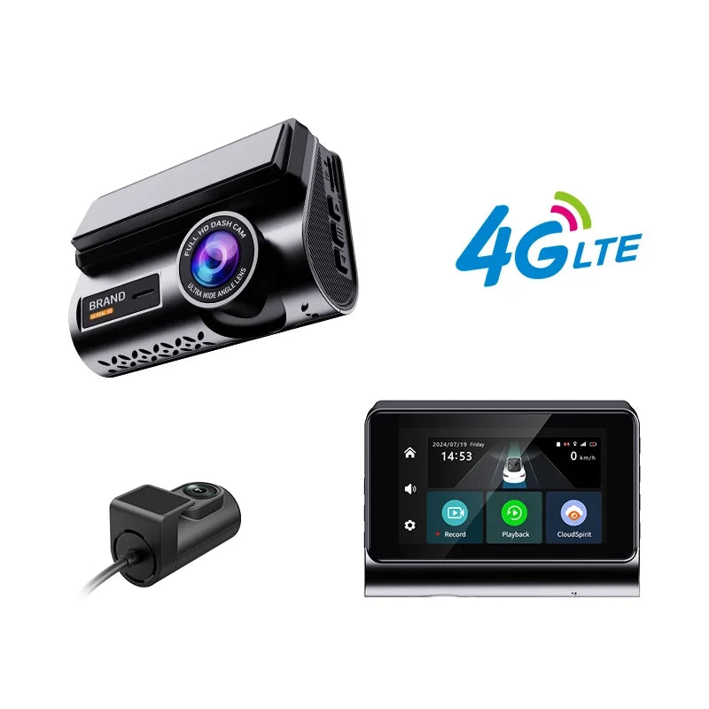 CAMERĂ AUTO DUALĂ 2K CU 4G &amp; GPS – FILMARE FAȚĂ + SPATE
