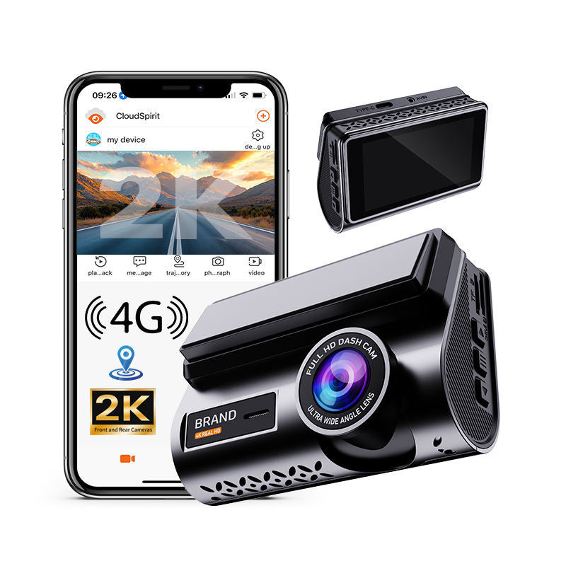 CAMERĂ AUTO DUALĂ 2K CU 4G &amp; GPS – FILMARE FAȚĂ + SPATE